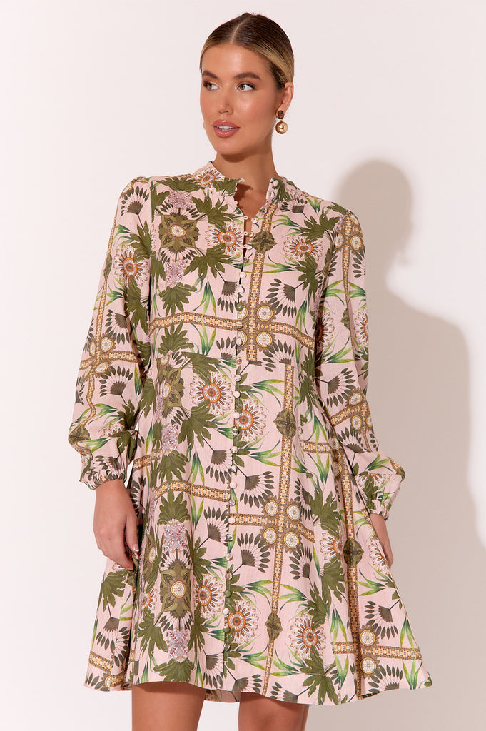 Mindy Printed Linen Aline Shirt Dress - Global Free Style