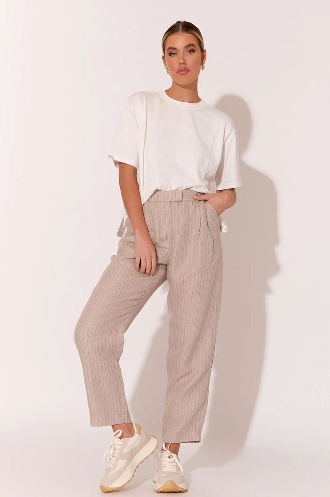 Lula Pinstripe Pleated Pant Natural - Global Free Style