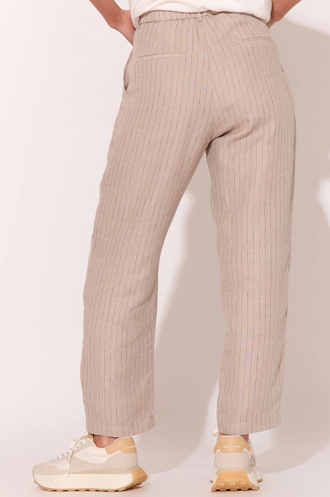 Lula Pinstripe Pleated Pant Natural - Global Free Style