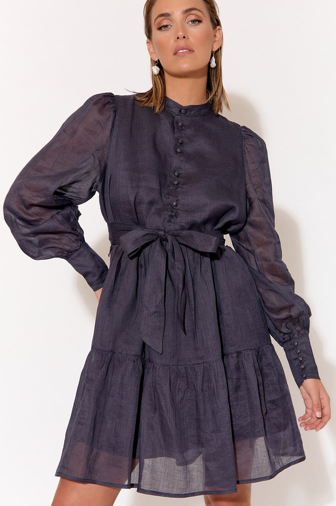 Celeste Long Sleeve Ramie Dress Dresses Adorne S(8)  