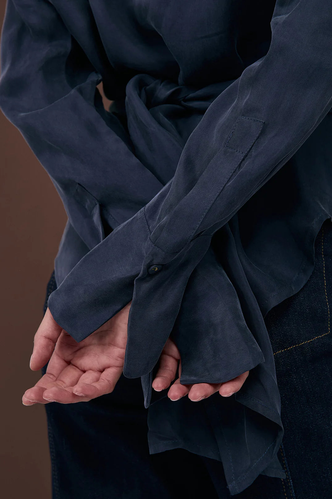 Rylie Cupro Top Navy Tops Adorne