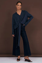 Rylie Cupro Top Navy Tops Adorne