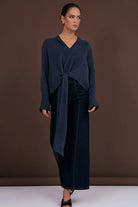 Rylie Cupro Top Navy Tops Adorne
