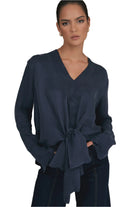 Rylie Cupro Top Navy Tops Adorne