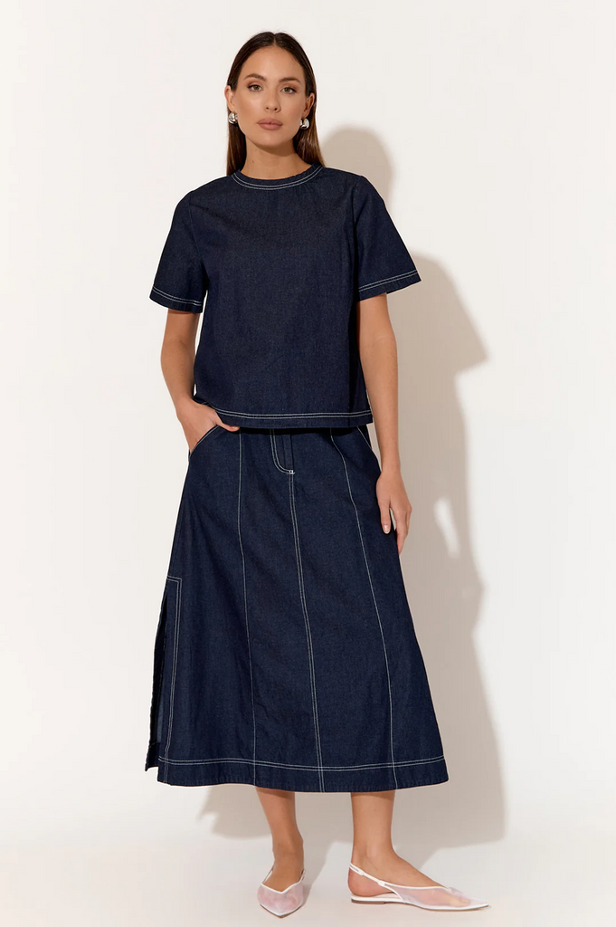 Alexandria Light Weight Denim Skirt Denim Skirts Adorne   