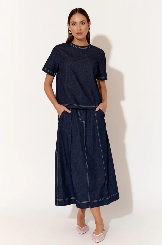 Alexandria Light Weight Denim Skirt Denim Skirts Adorne   