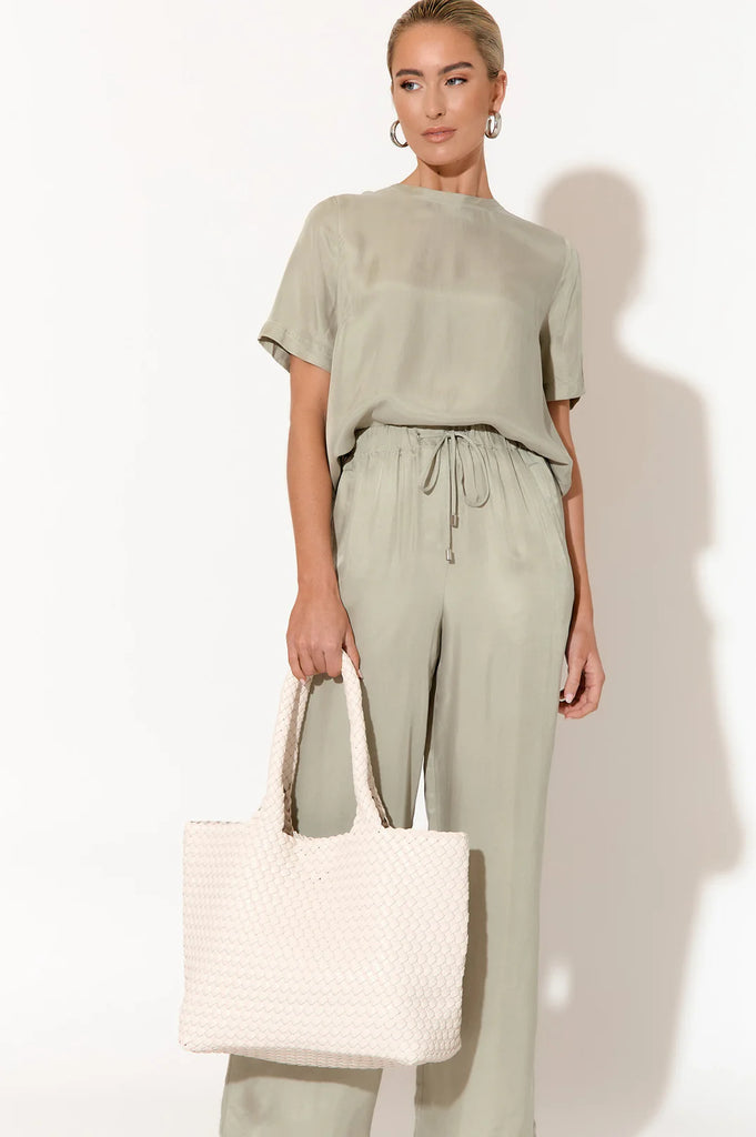 Kelly Cupro Pant Sage Green Bottoms Adorne   