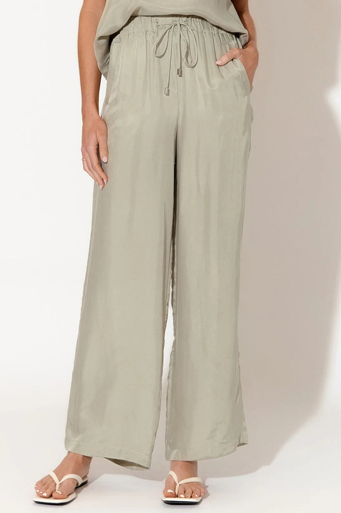 Kelly Cupro Pant Sage Green Bottoms Adorne   