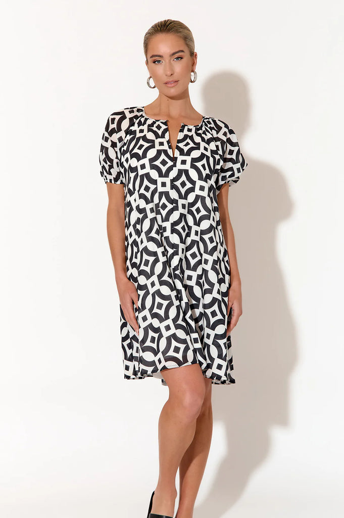 Anna Geometric Short Dress Print Dresses Adorne   