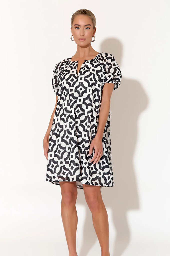 Anna Geometric Short Dress Print Dresses Adorne   