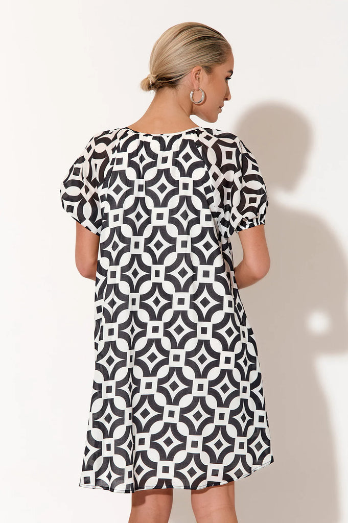 Anna Geometric Short Dress Print Dresses Adorne   