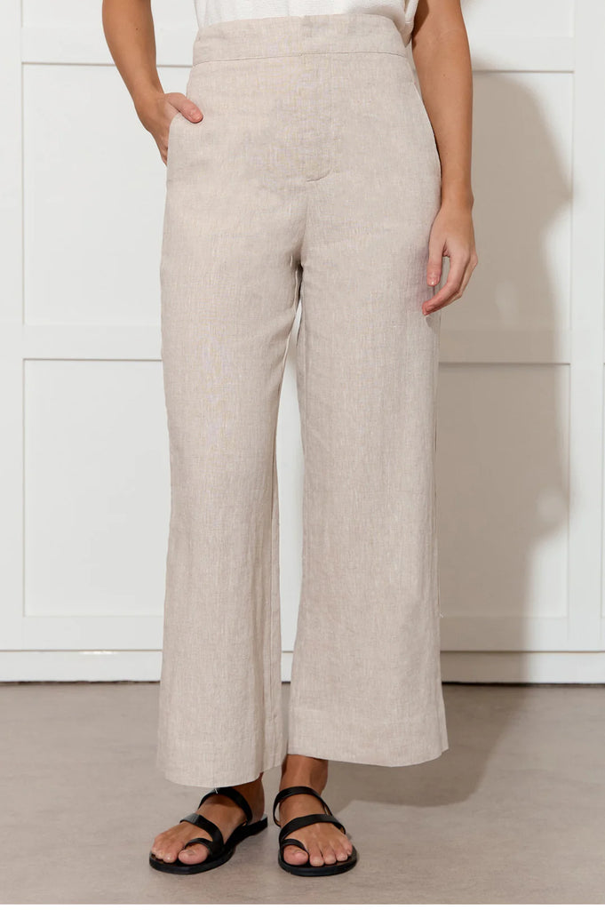 Nisha Cropped Linen Pant Natural Bottoms Adorne   