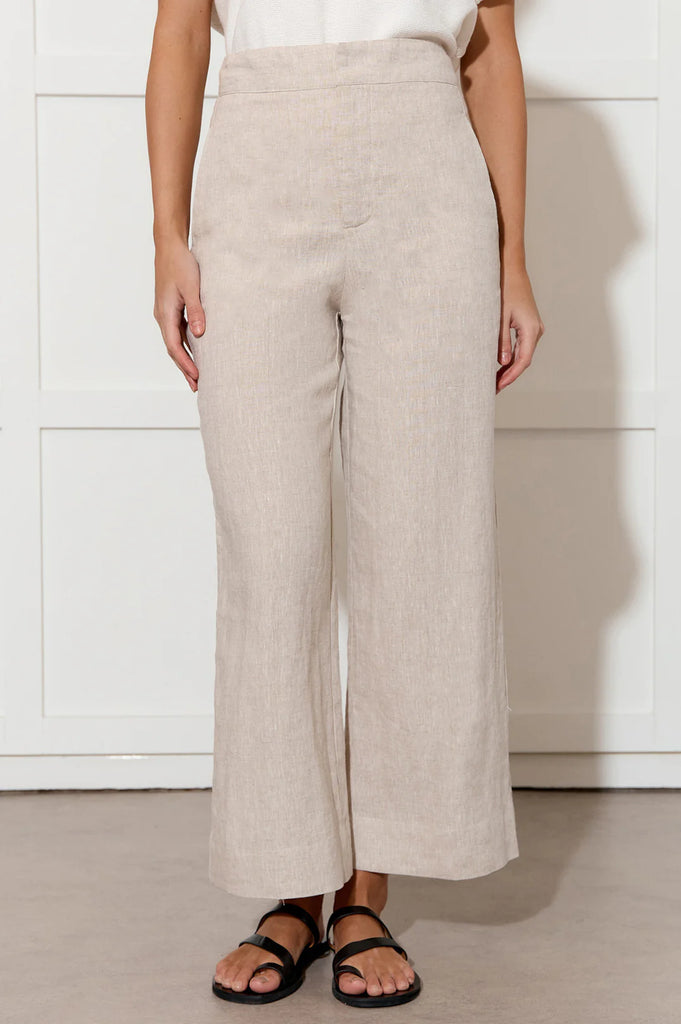 Nisha Cropped Linen Pant Natural Bottoms Adorne   