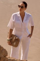 Nisha Cropped Lined Linen Pant White Bottoms Adorne