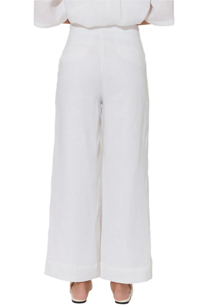 Nisha Cropped Lined Linen Pant White Bottoms Adorne 8  