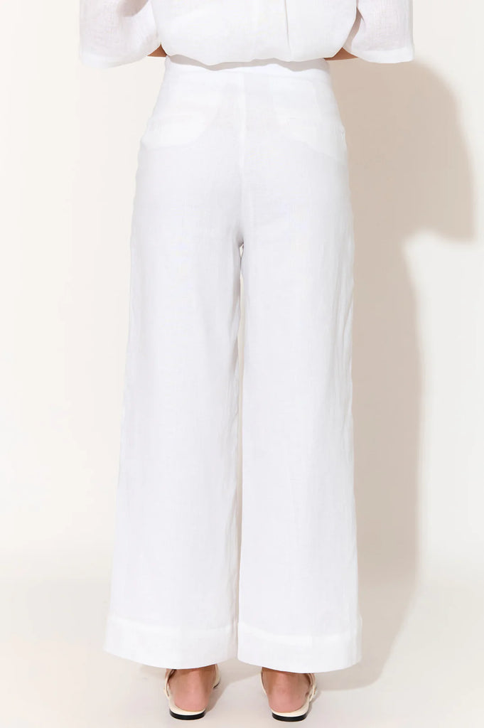 Nisha Cropped Lined Linen Pant White Bottoms Adorne   