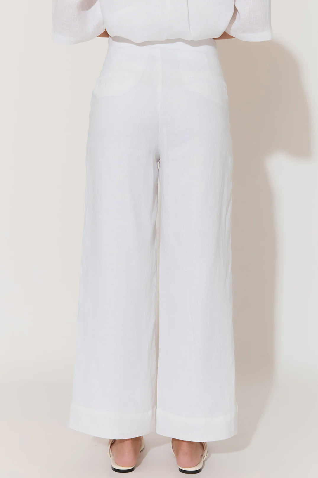 Nisha Cropped Lined Linen Pant White Bottoms Adorne 8