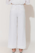 Nisha Cropped Lined Linen Pant White Bottoms Adorne 8