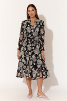 Frances Floral Long Sleeve Dress Black Dresses Adorne 8