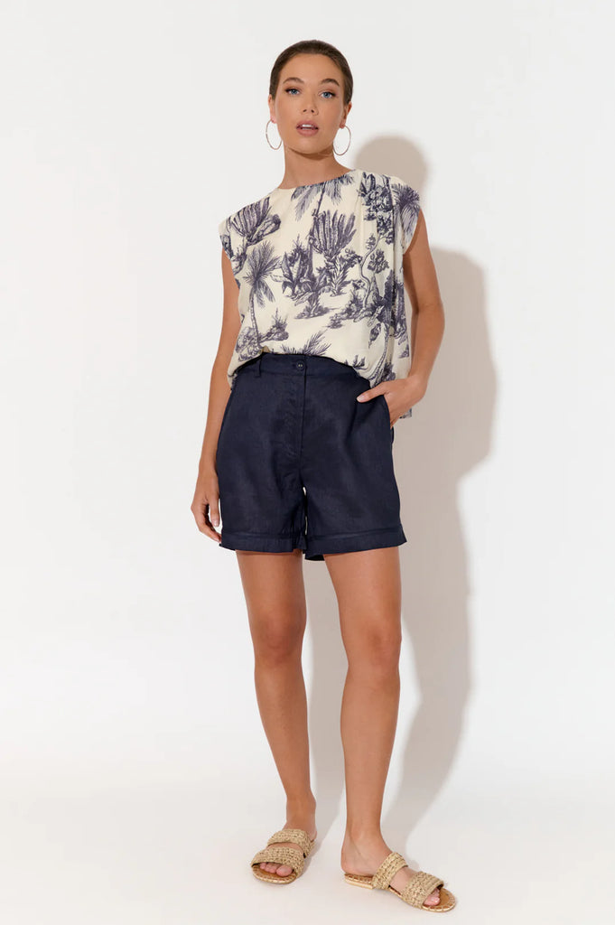 Haven Linen Short Navy Bottoms Adorne   