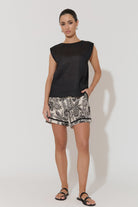 Kita Linen Button Back Top Black Tops Adorne 8