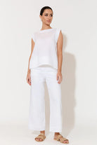 Kita Linen Button Back Top White Tops Adorne   