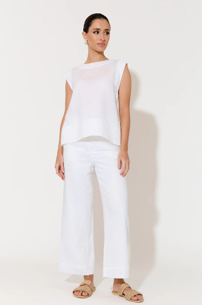 Kita Linen Button Back Top White Tops Adorne   