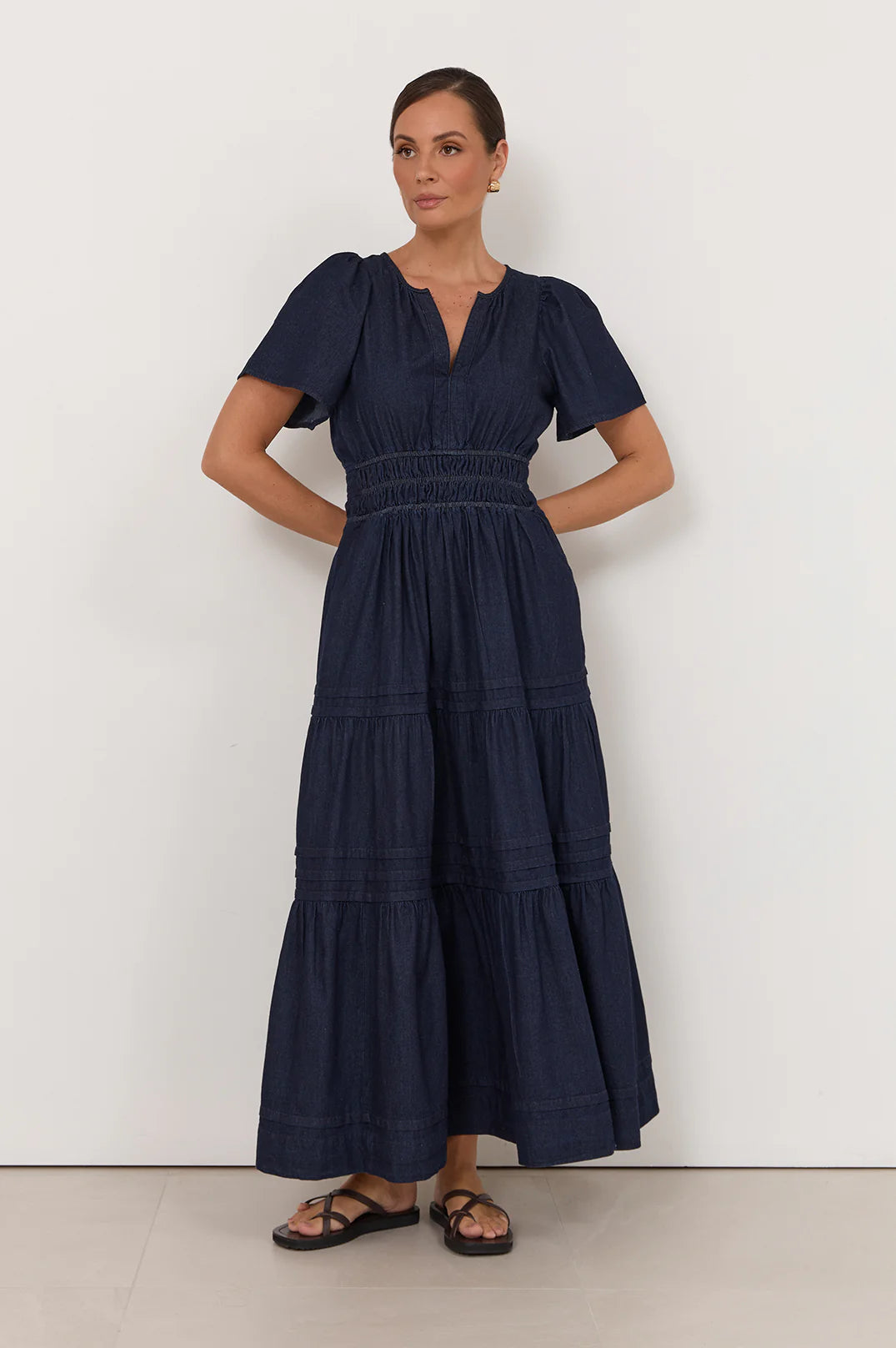 Eliana Lightweight Denim Maxi Dress Dresses Adorne