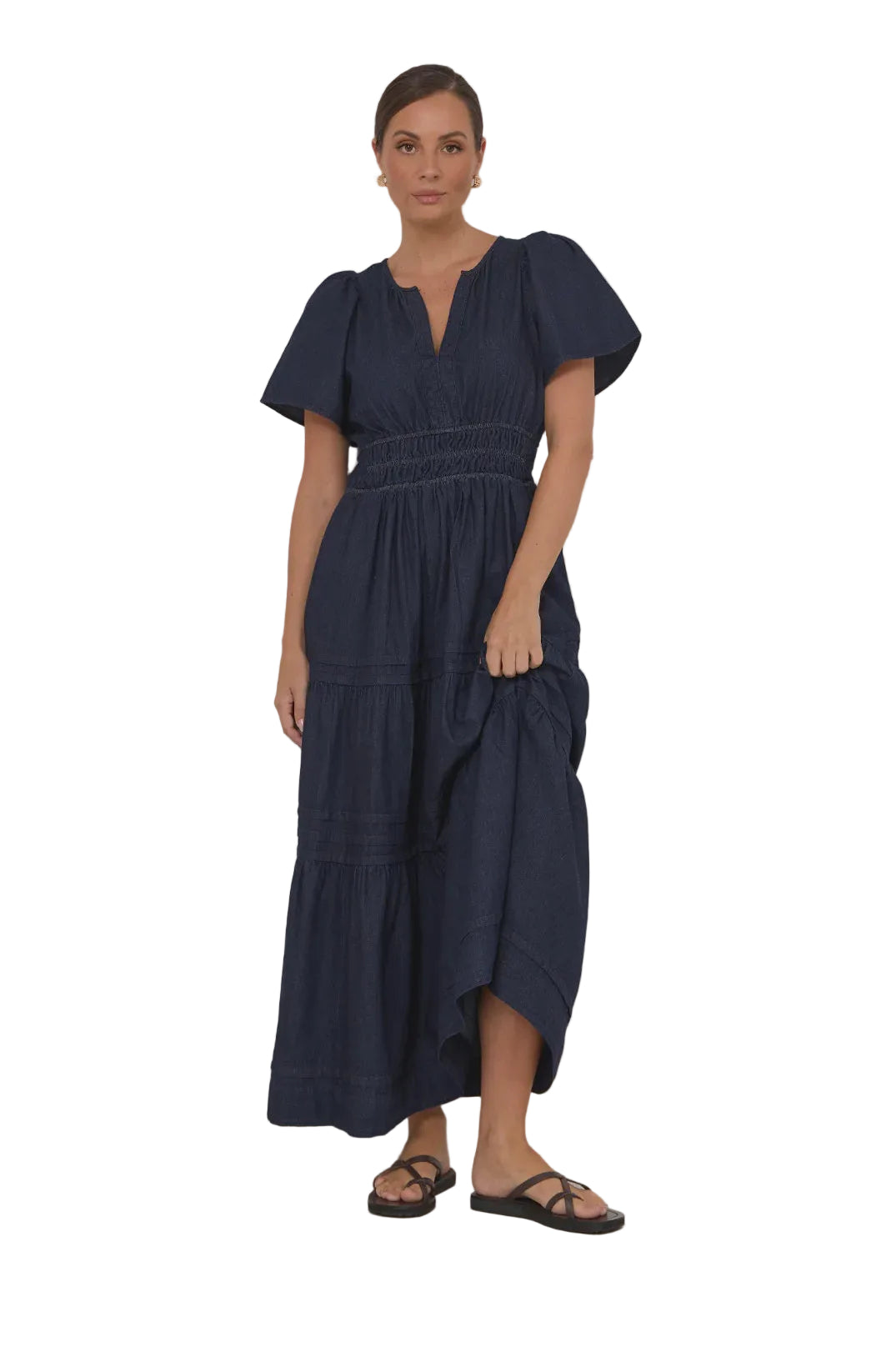 Eliana Lightweight Denim Maxi Dress Dresses Adorne S(8)