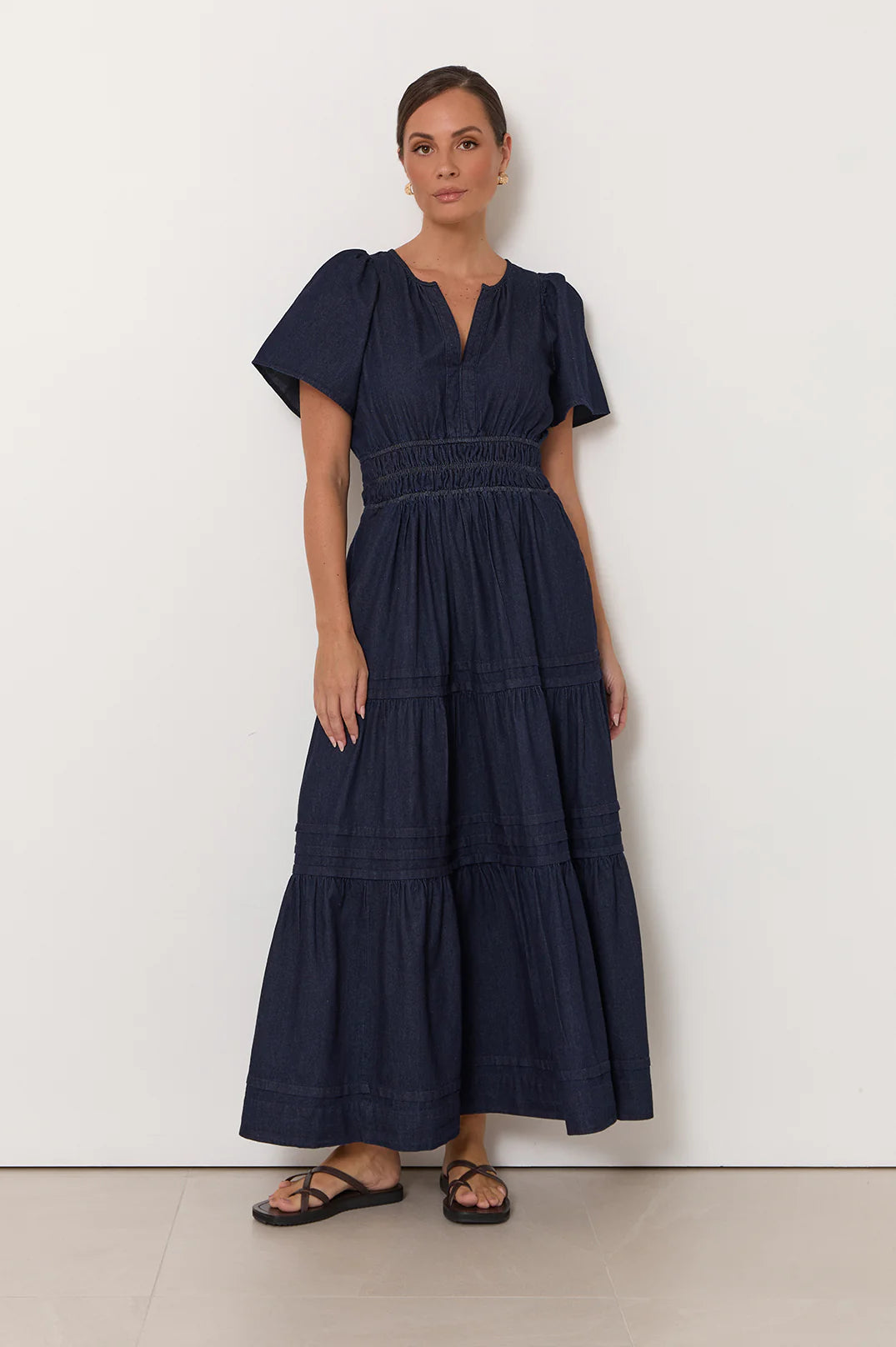 Eliana Lightweight Denim Maxi Dress Dresses Adorne