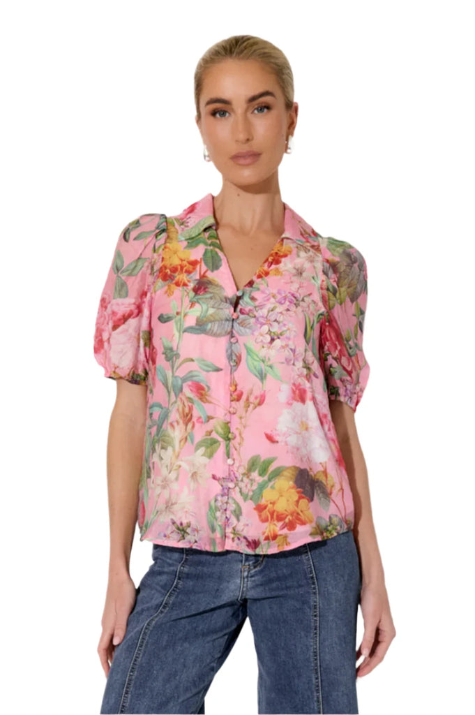 Kate Floral Short Sleeve Shirt Floral Tops Adorne 8  