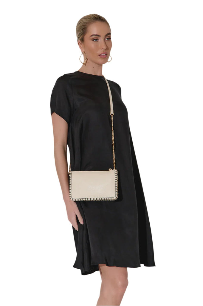 Elisa A Line Cupro Dress Black Dresses Adorne 8  