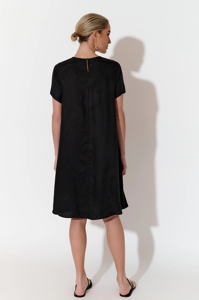 Elisa A Line Cupro Dress Black Dresses Adorne   