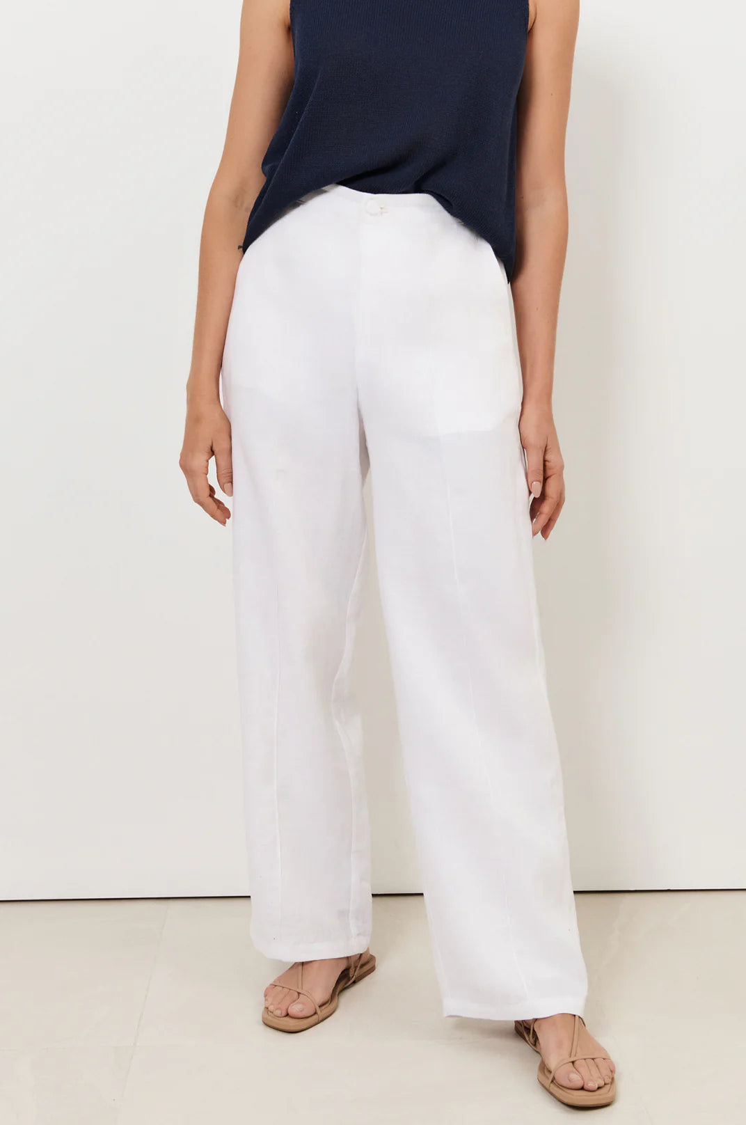 Alessia Lined Linen Pant White Bottoms Adorne