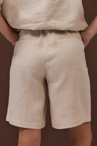 Heidi Contrast Stitch Bermuda Short Camel Bottoms Adorne