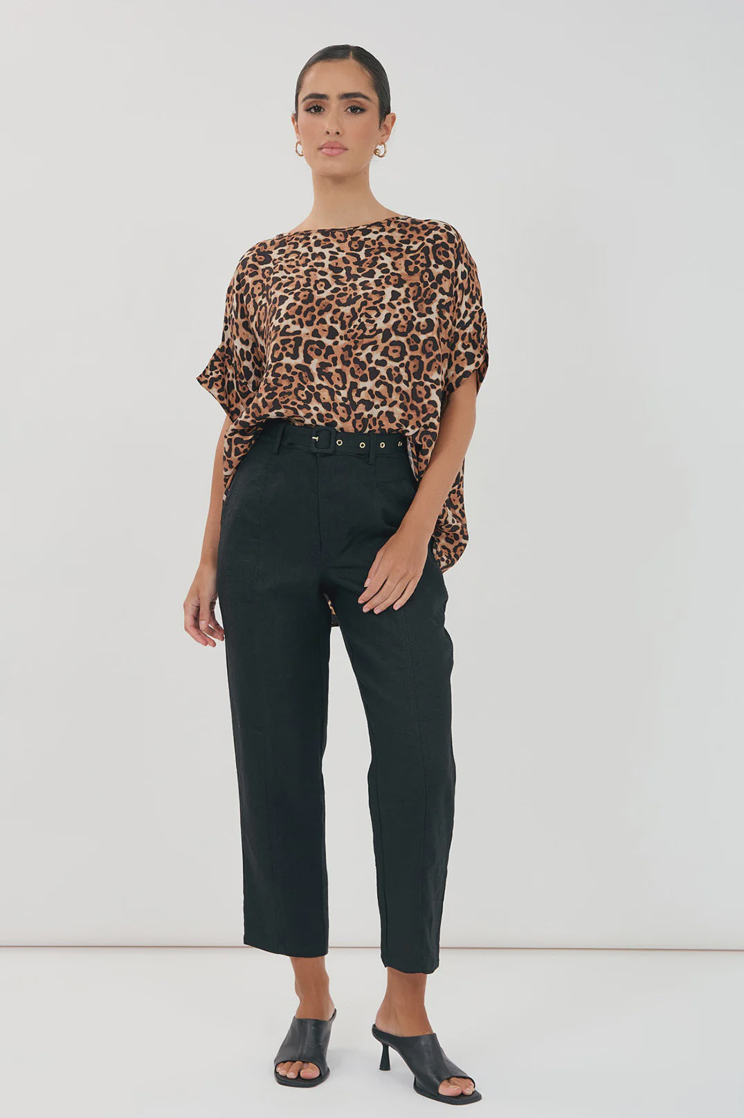Tiffany Belted Linen Pant Black Bottoms Adorne S(8)