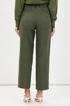Tiffany Belted Linen Pant Khaki - Global Free Style