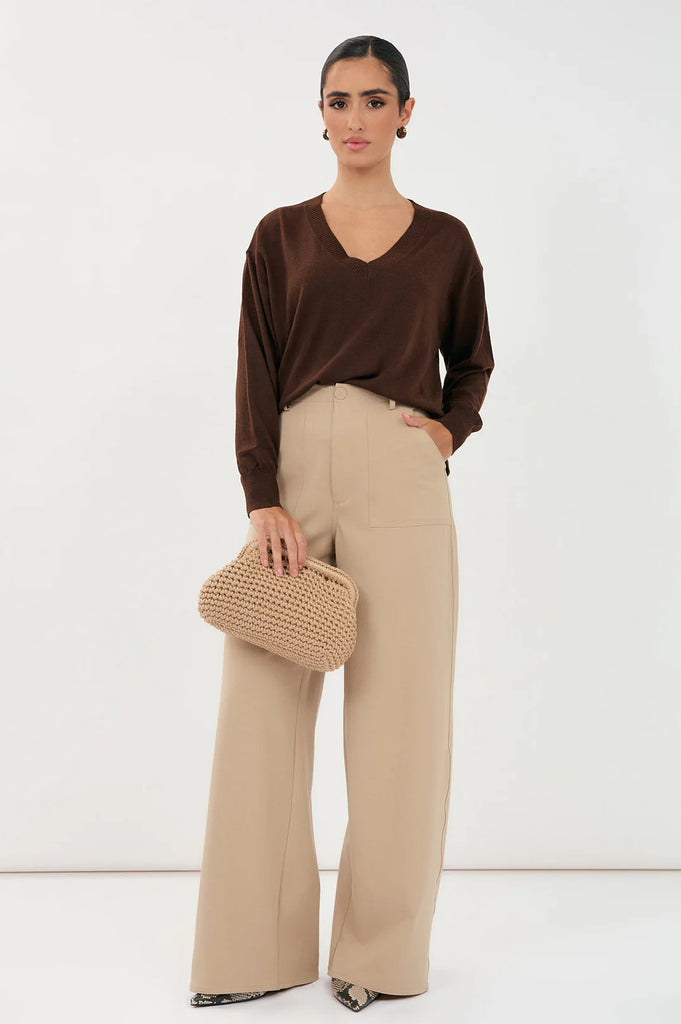 Laney Short Sleeve Light Weight Knit Top Cream Tops Adorne