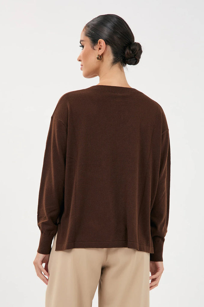 Laney Short Sleeve Light Weight Knit Top Cream Tops Adorne