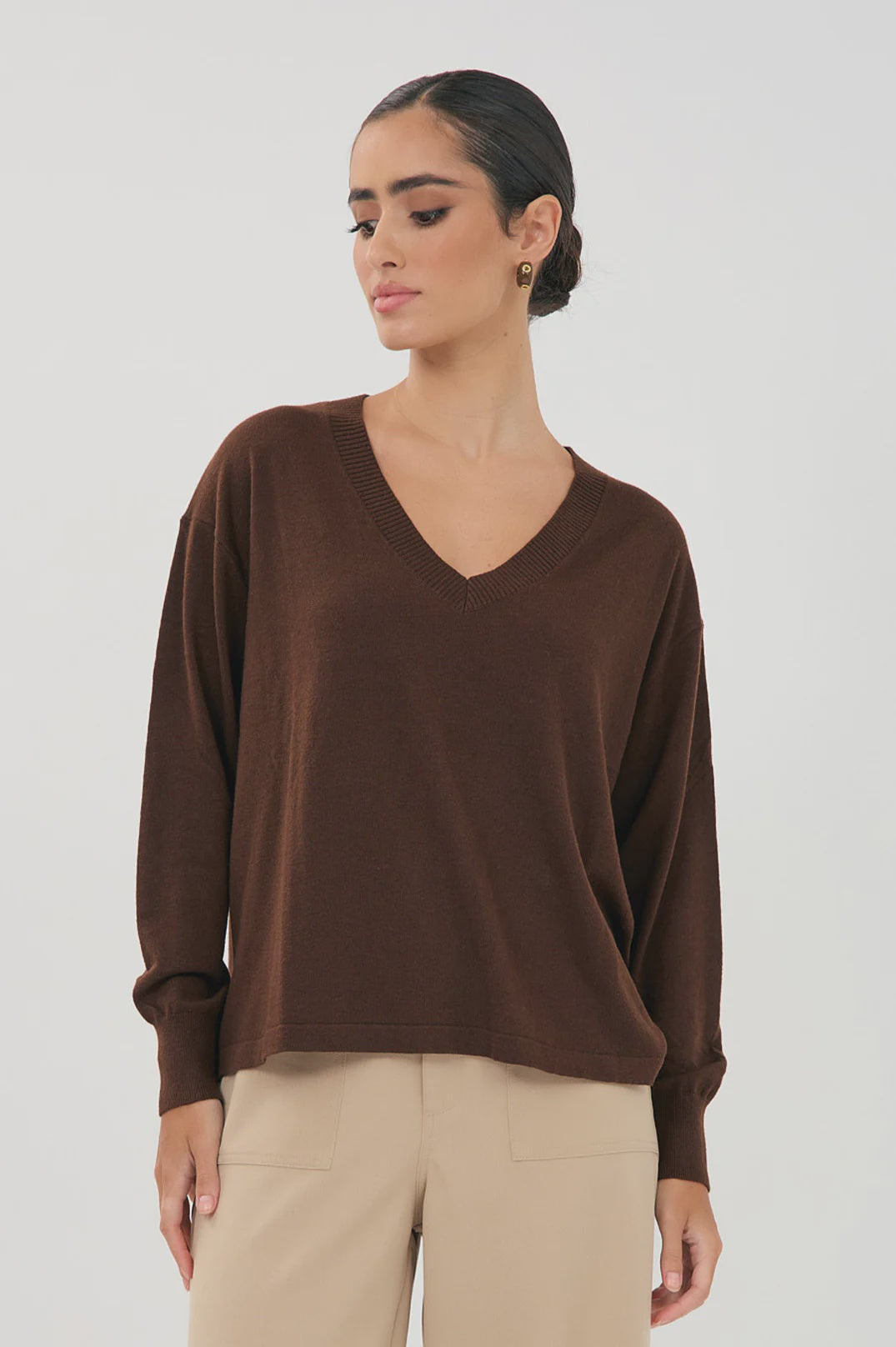 Laney Short Sleeve Light Weight Knit Top Cream Tops Adorne