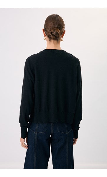 Freddy Cotton Cashmere Knit Cardigan Black Tops Adorne