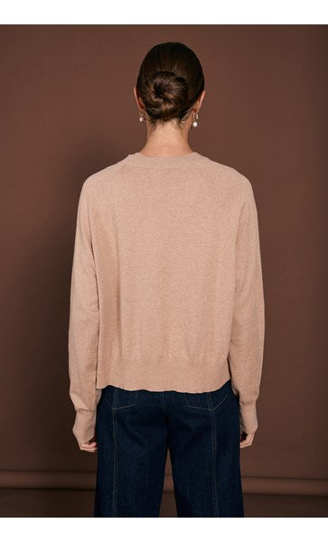 Freddy Cotton Cashmere Knit Cardigan Camel Tops Adorne