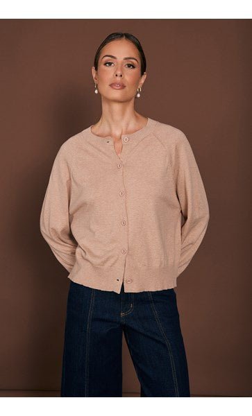 Freddy Cotton Cashmere Knit Cardigan Camel Tops Adorne