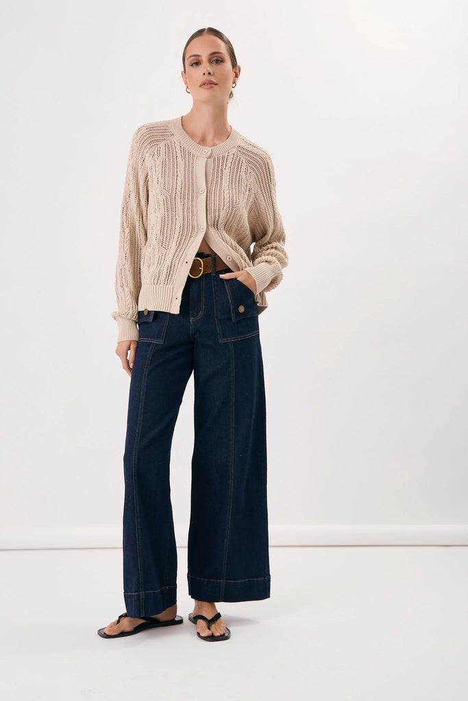 Freddy Cotton Knit Cardigan Camel Tops Adorne
