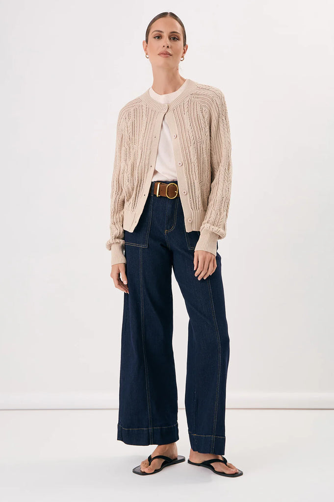 Freddy Cotton Knit Cardigan Camel Tops Adorne