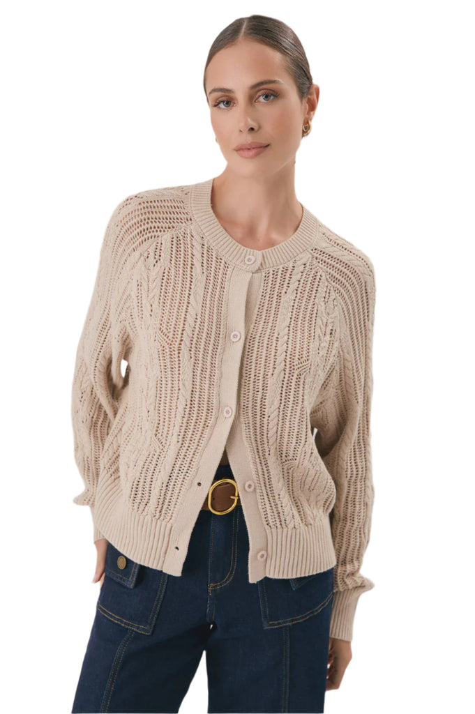 Freddy Cotton Knit Cardigan Camel Tops Adorne S(8)