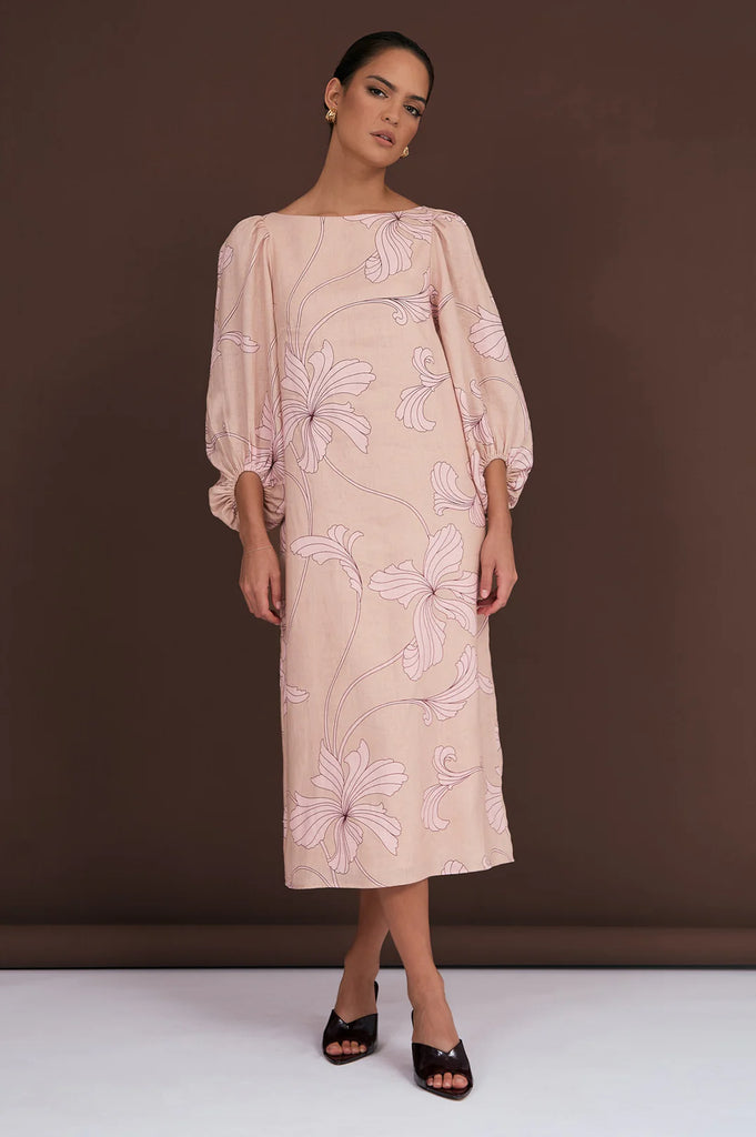 Marion Salvador Print Midi Dress Print Dresses Adorne