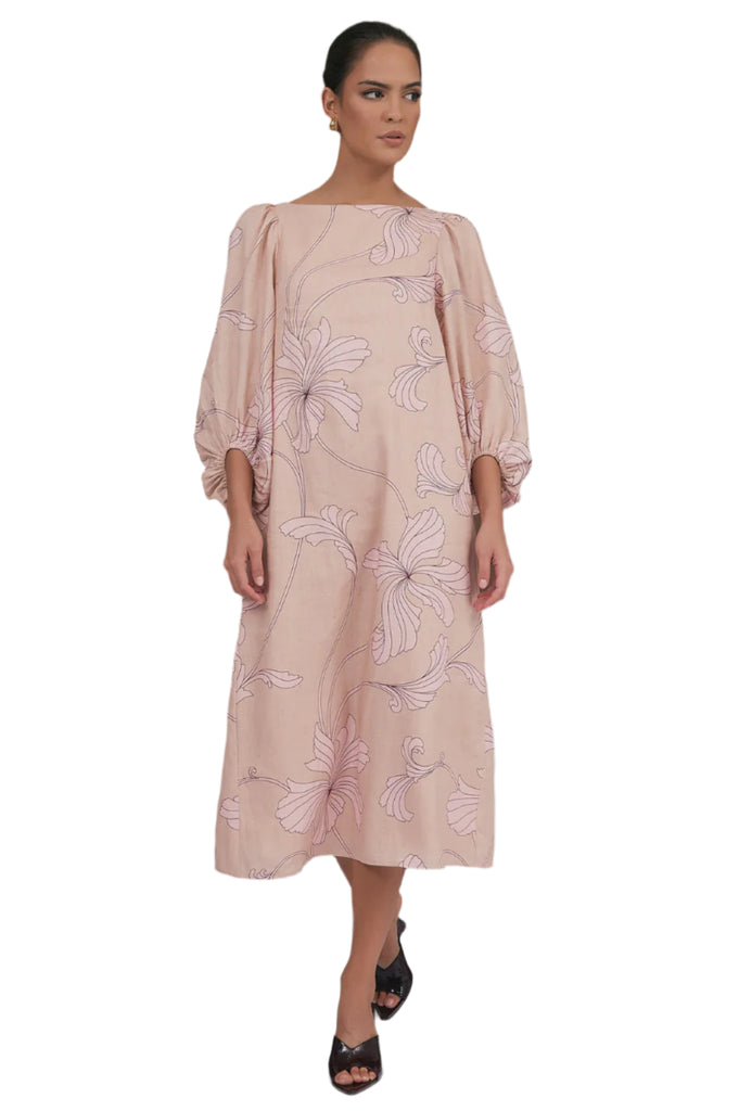 Marion Linen Floral Midi Dress Print Dresses Adorne 8