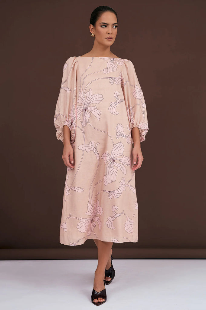 Marion Salvador Print Midi Dress Print Dresses Adorne