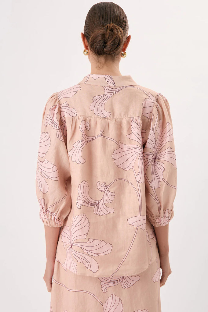 Lilian Salvador Print 3/4 Sleeve Shirt Print Tops Adorne